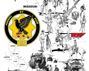 Impresión del 1.er Regimiento de Caballería, edición de 17" x 22"