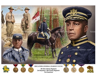 Brigadier General Charles Young Cavalry Tribute print by Harmon signed and numbered