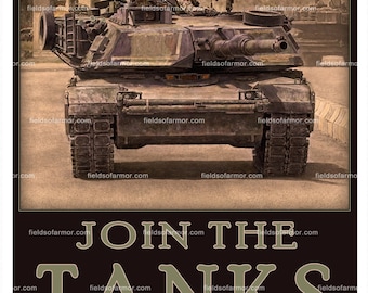 Únase a los tanques de la Fuerza Blindada del Ejército de EE. UU. Número de serie Impresión de Harmon