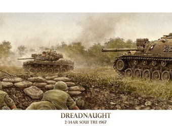 Dreadnaught 2-34 Armor Vietnam M48 tanks S/N prints by Harmon