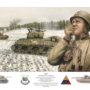 ABE Creighton W. Abrams Bastogne Signed and Numbered Print by Jody Harmon