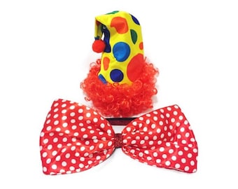 Clown'n rond strikje kraag & hoed ingesteld