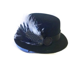 Black Top Hat W/ Accent Feathers