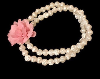 Double Strand Rose Pearl Necklace (10mm)