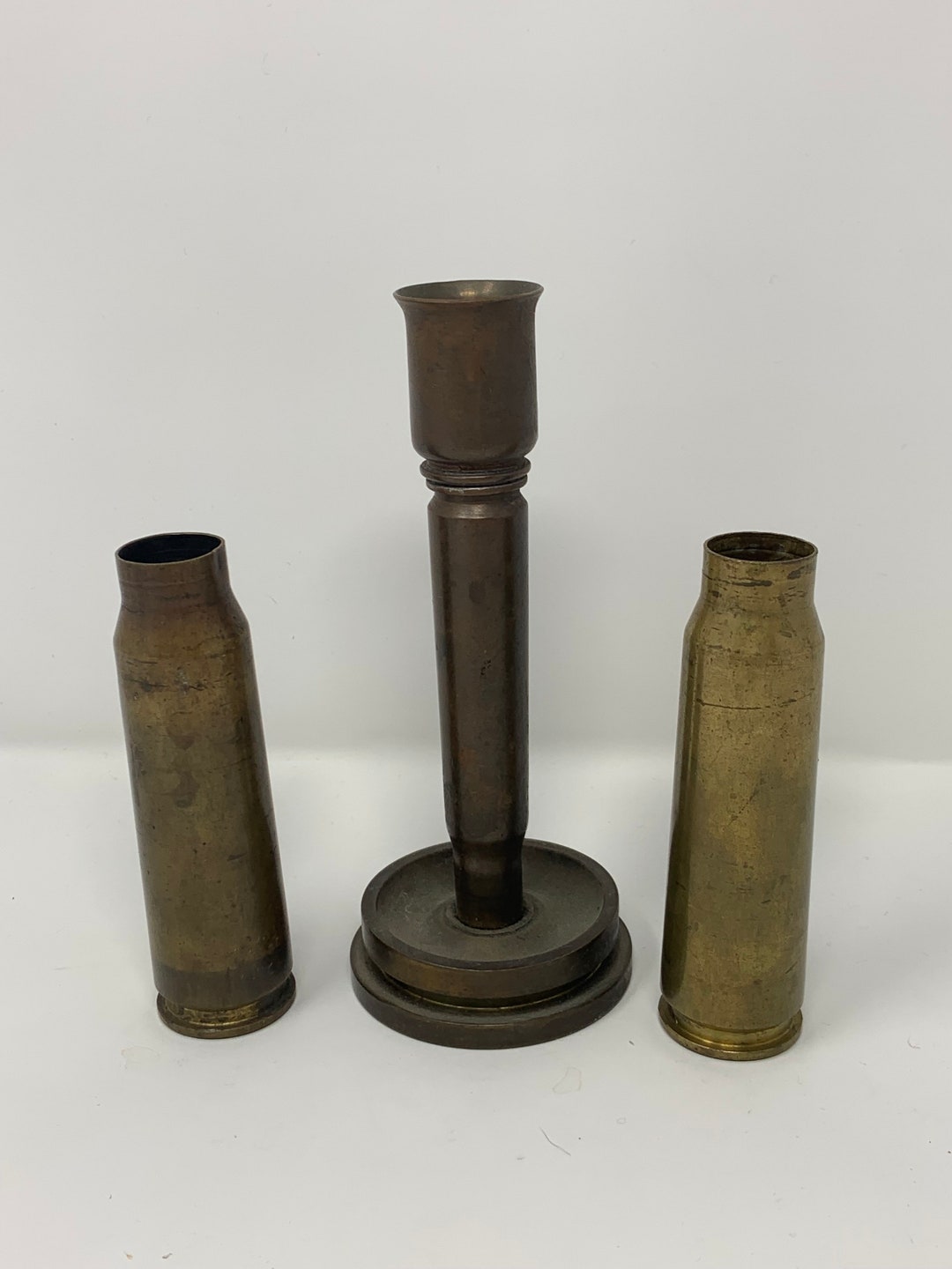 3pc Trench Art Lot Candlestick Bud Vases Etsy