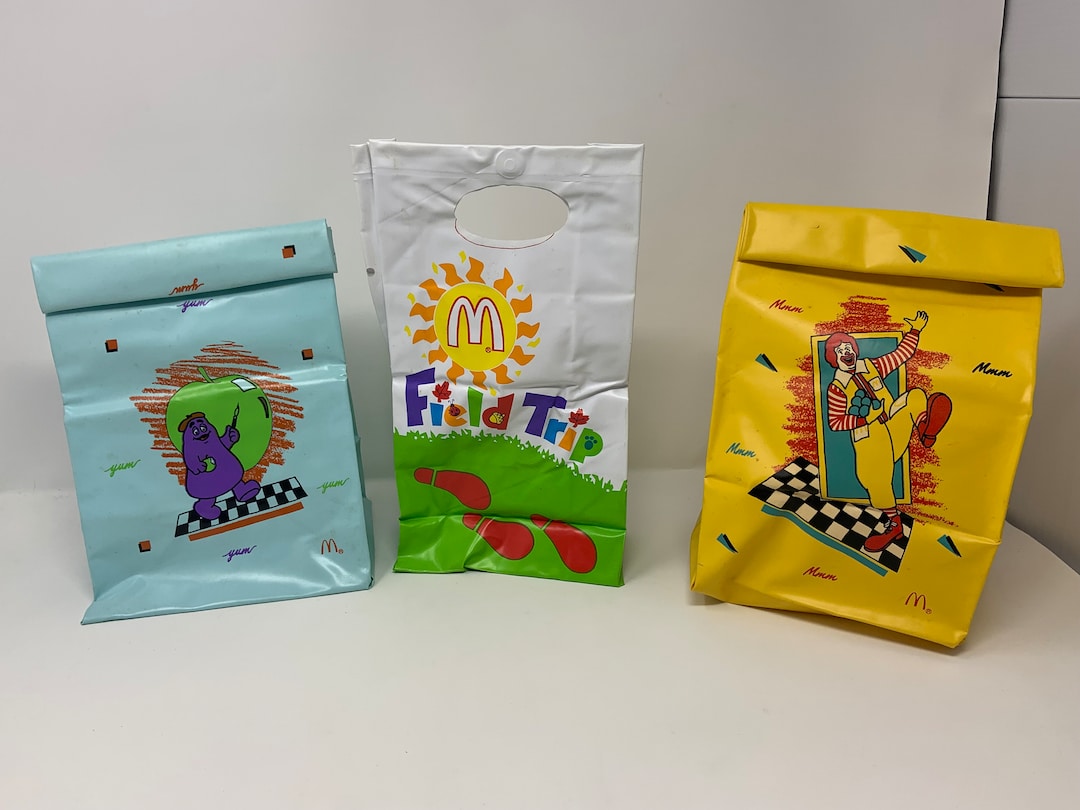 Vintage Mcdonald's Reusable Vinyl Lunch Bags (3) - Grimace Ronald