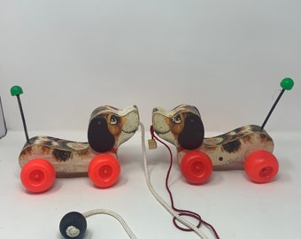Fisher Price Pull Along Dog 木製おもちゃ Vintage Fisher-Price Pull Dog — annlivyoung.us