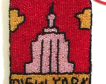 NYC Empire State Building Beaded Evening Bag / New York City Purse