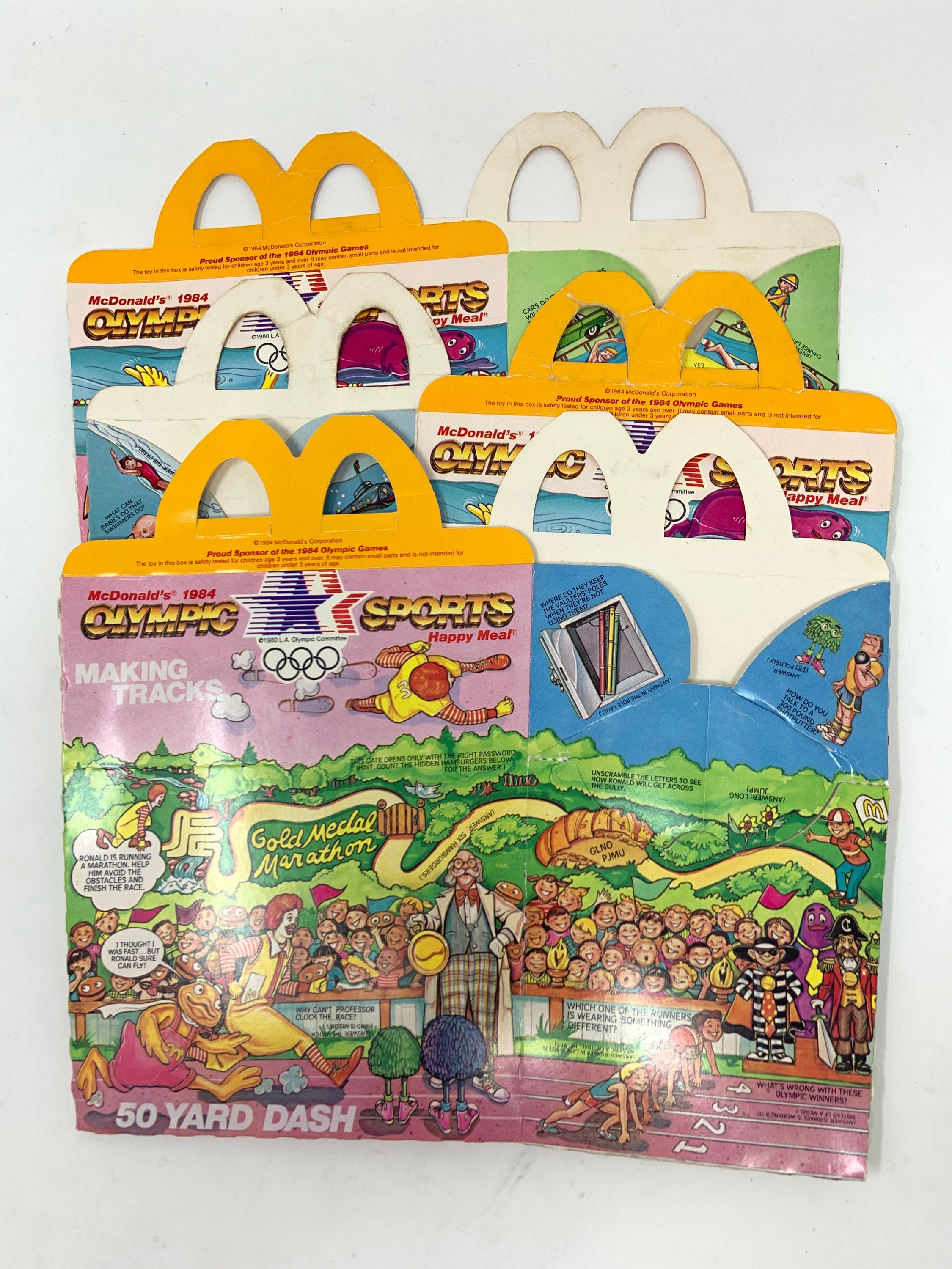 Junkfood5本 1984 Mcdonalds Olympic Sports Happy Meal Box - Lot of 3 in the