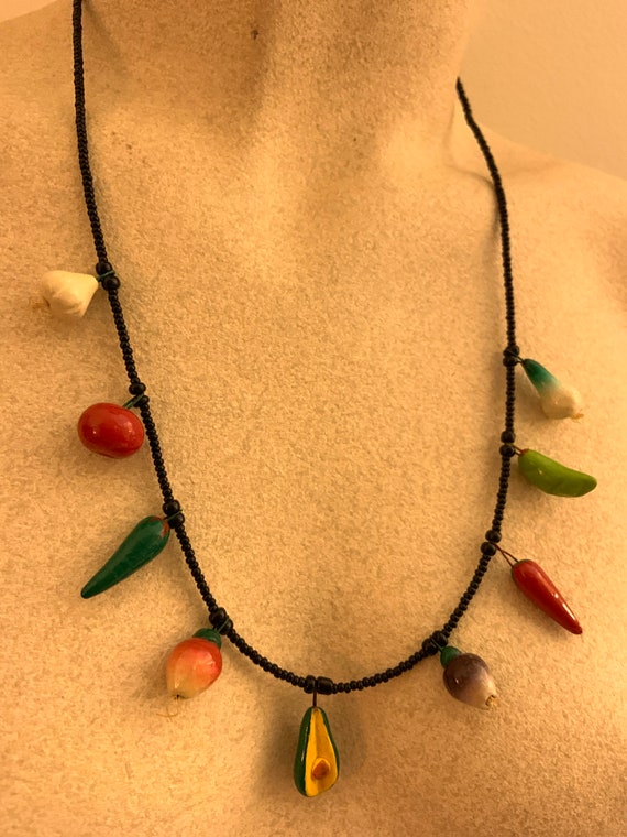 Veggies/Produce Beaded Necklace - Handmade Charms… - image 3