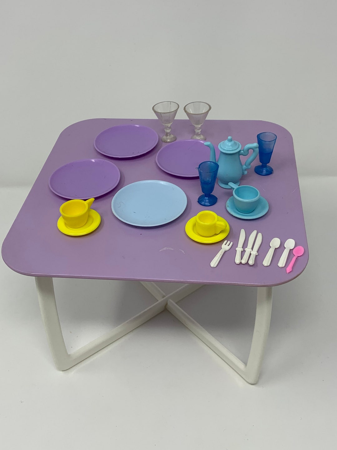 Vintage Barbie Dining Room Table Cups Plates Pitcher Etsy