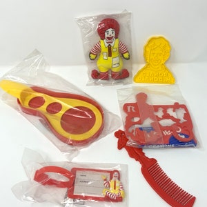 6 pc Ronald Mcdonald Lot - Doll Luggage Tag Comb Bubble Wand Stencil Cookie Cutter