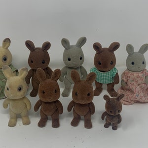 9 pc Bunny Family Lot - Maple Town Story / Sylvanian Families / Calico Critters