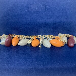 Vintage Toggle Sports Charm Bracelet; Cracker Jack Prizes Football Basketball Boxing