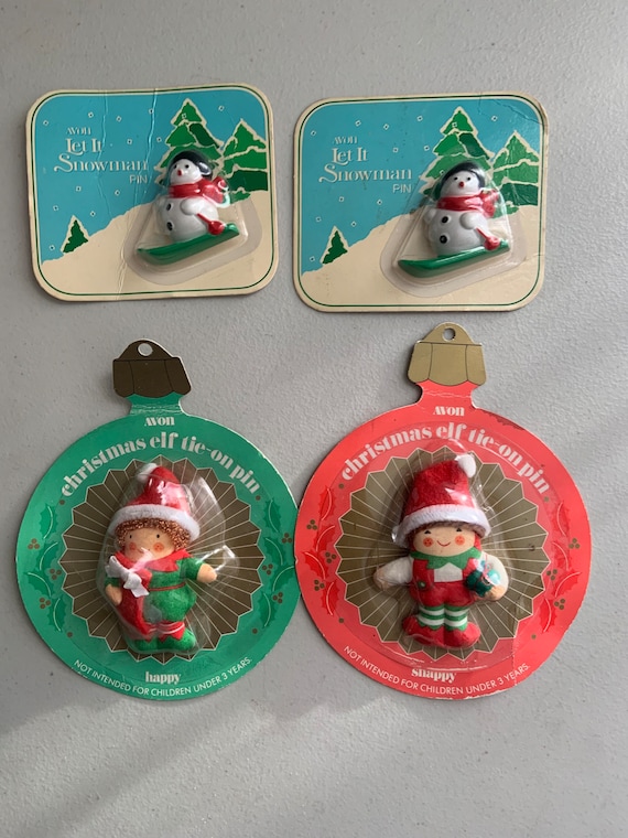 1980s Avon Holiday Pins - Christmas Elf Tie-On Pin