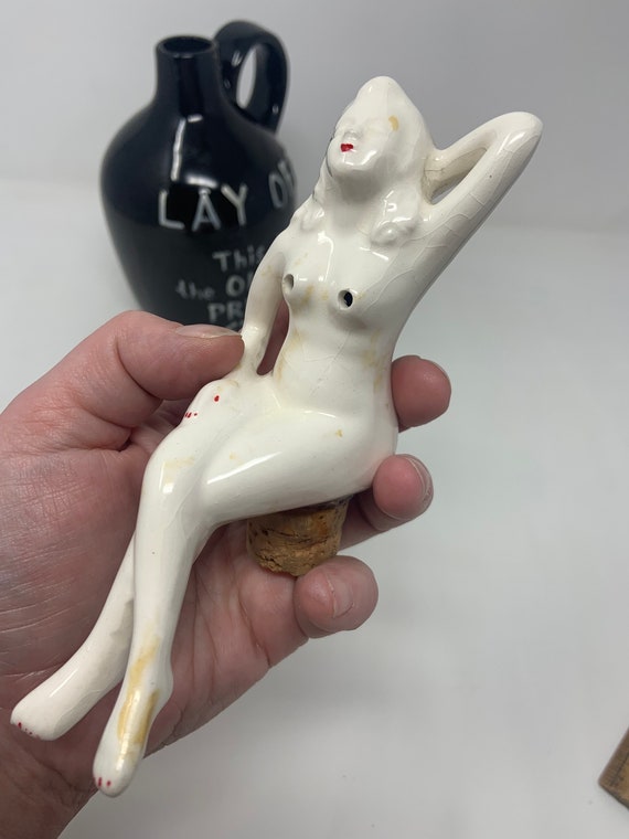 希少品！70's〜アメリカアンティーク　女性の裸体デザイン小物入れ容器　USA Vintage Naked Lady “lay off This is the Old Man's Private