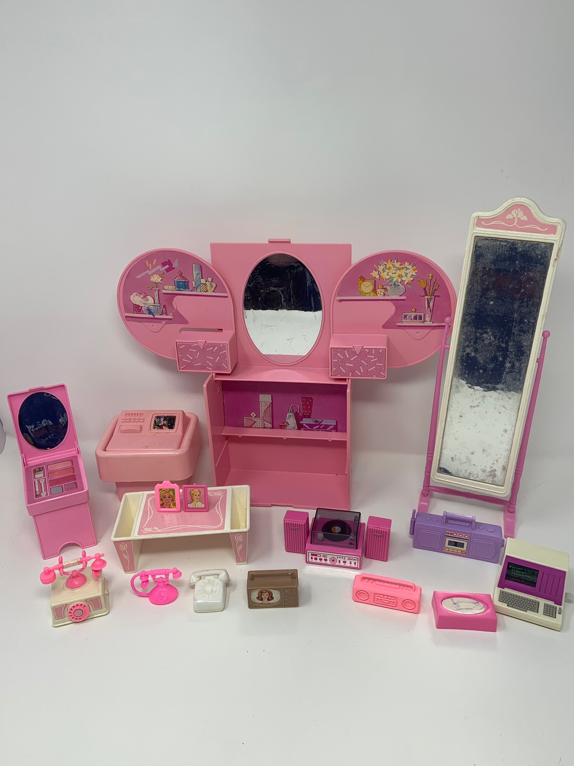 Vintage Barbie Home Furnishings Appliances Secret Vanity Computers Phones Turntable TV Etsy