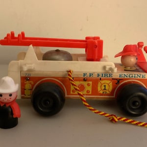 Vintage 1970s Fisher Price FP Fire Engine (#720) Pull Toy