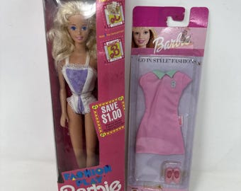 NIP 1990 Barbie Doll Fashion Play Vintage Mattel 9629 & Go In Style Outfit
