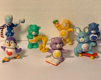 Vintage 7 pc Lot - Care Bear & Care Bear Cousins 2" Figures - Cold Heart Bunny