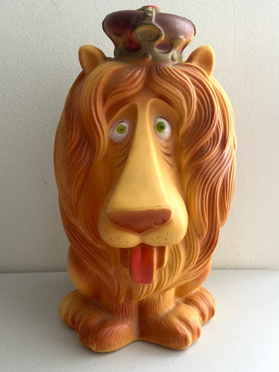 13” Lion Figural Blow Mold Bank / Play Pal Plastics (1971) - Lippy