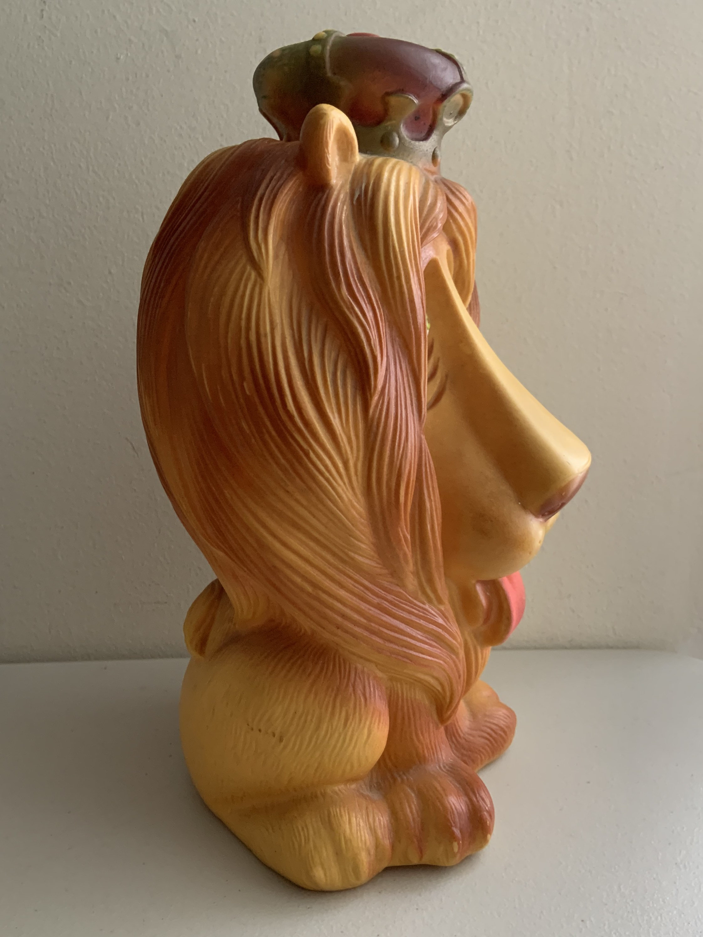 13” Lion Figural Blow Mold Bank / Play Pal Plastics (1971) - Lippy 