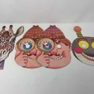 1980s Paper Mask Lot - Denny’s Kids Menu, Giraffe Bug Detective