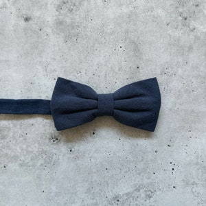 Navy Blue Bow Tie, Navy Blue Neck Tie, Navy Blue Pocket Square, Groomsmen Wedding Ties for Ring Bearer Rustic Wedding Outfit image 1