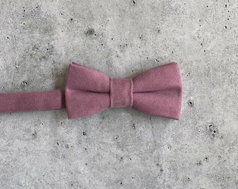 Vintage Mauve Bow Tie for Wedding, Mauve Rose Neck Tie Groomsmen and Ring Bearer Bow Tie