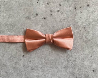 Dusty Coral Satin Silk Bow Ties for Men Wedding Bow Ties For Groomsmen Bohemian Wedding