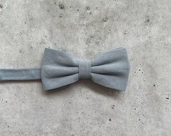 Dusty Blue Bow Tie, Dusty Blue Neck Tie, Dusty Blue Pocket Square, Groomsmen Wedding Ties for Ring Bearer Rustic Wedding Outfit