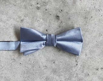 Dusty Blue Satin Bow Ties for Men Wedding Bow Ties For Groomsmen Bohemian Wedding