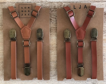 Leather Suspenders for Men and Women Best for Gift and Wedding Brown
