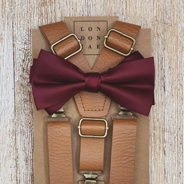 burgundy clip on bow tie