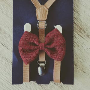 Groomsmen Wine wedding Groomsmen outfits Ring Bearer Outfit Wine Little Boy Suspenders Rustic Wedding Suspenders Wine Baby Bowtie Suspenders image 1