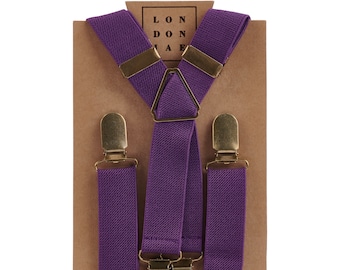 Purple suspenders- Groomsmen attire, rustic wedding Ring bearer outfits or Nordic Wedding