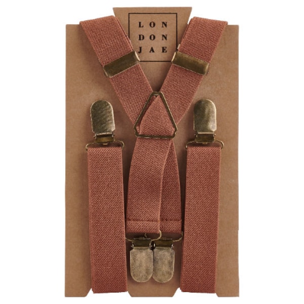 Light Brown Elastic Suspenders - Perfect for Wedding outfits Groom, Groomsmen, baby or toddler ring bearer
