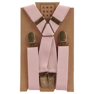 Kids Blush Pink Elastic Wedding Suspenders for Boys - Adjustable Rustic Wedding Ring Bearer Outfit - Elastic Suspenders Baby Boy Clothes