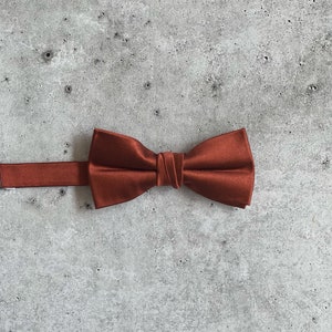 Bronze Rust Orange Bow Tie w/ Faux Leather Suspender Set Neck Tie Set Avail. Wedding Groom Groomsmen Ring bearer outfit Big & Tall 6'8 Kid Bow Tie Only