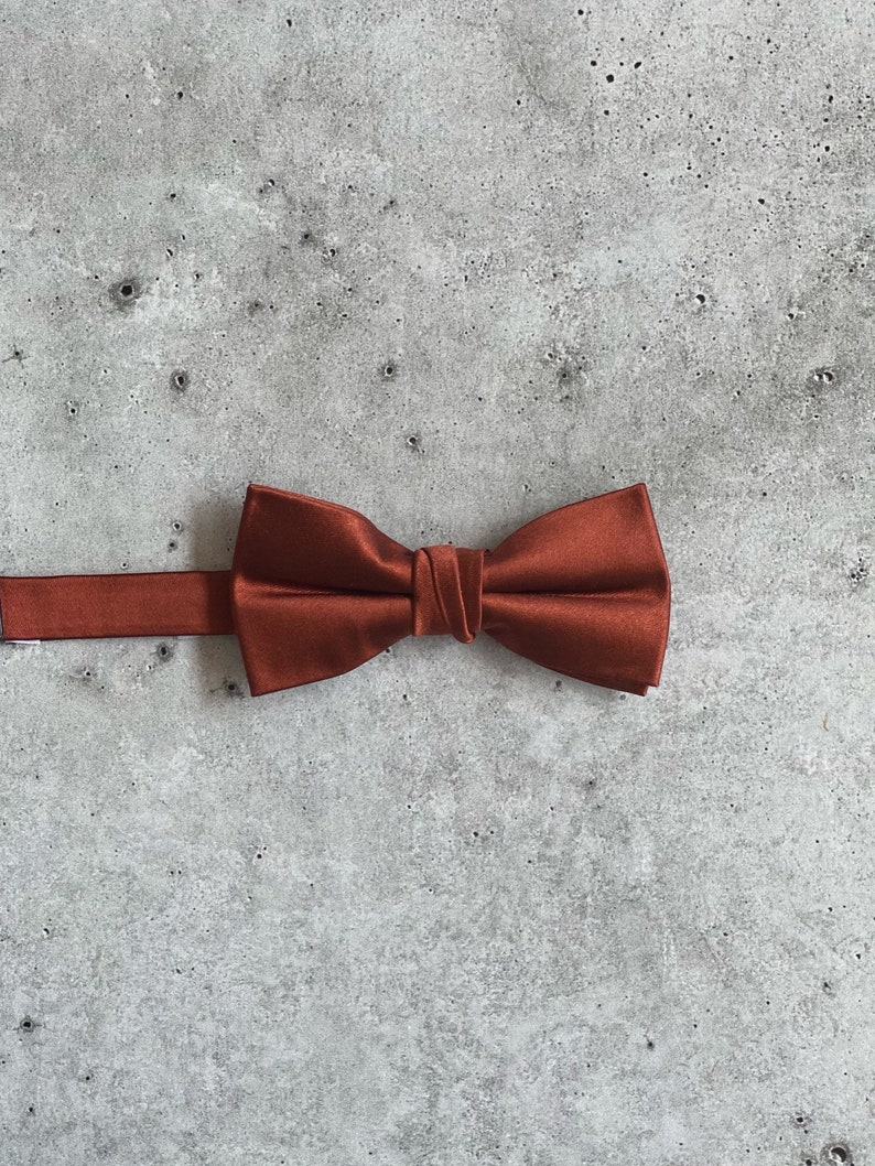 Bronze Rust Orange Bow Tie w/ Faux Leather Suspender Set Neck Tie Set Avail. Wedding Groom Groomsmen Ring bearer outfit Big & Tall 6'8 Kid Bow Tie Only