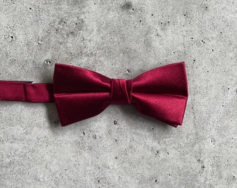 Crimson Wine Satin Bow Ties Neck Ties for Men Burgundy Wedding Bow Ties For Groomsmen Bohemian Wedding Rust Satin Wedding Ties