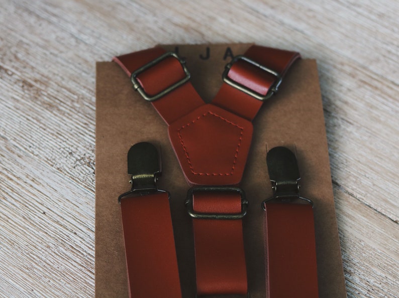 Cognac Wedding Suspenders Groomsmen Leather Suspenders Mens Etsy