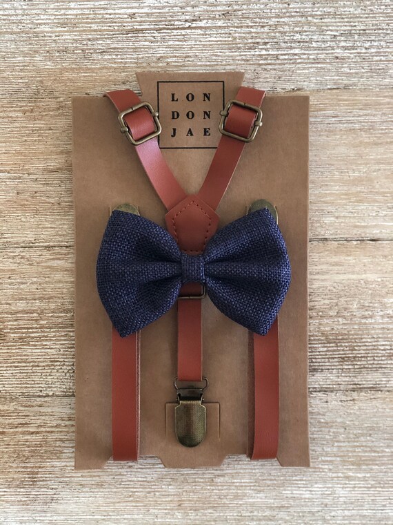 Navy Textured Leather Bow Tie Navy Textured Leather Bow Tie