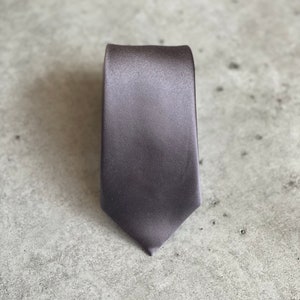 Dusty Lavender Gray Satin Silk Bow Ties for Men Wedding Bow Ties For Groomsmen Bohemian Wedding ADULT LONG NECK TIE