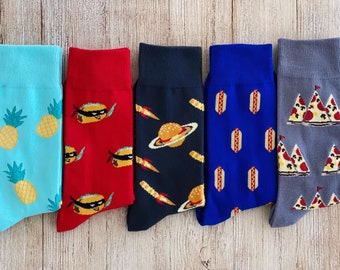 Food Novelty Socks,  Men’s Funny Socks , Cool Socks, Gifts For Dad, Christmas Gift, Taco Socks, Burger Socks, Pizza Socks, Crazy Socks