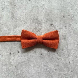 Burnt Orange Bow Tie for sunset inspired wedding groom, groomsmen and Ring Bearer outfit