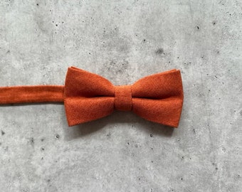 Burnt Orange Bow Tie for sunset inspired wedding groom, groomsmen and Ring Bearer outfit