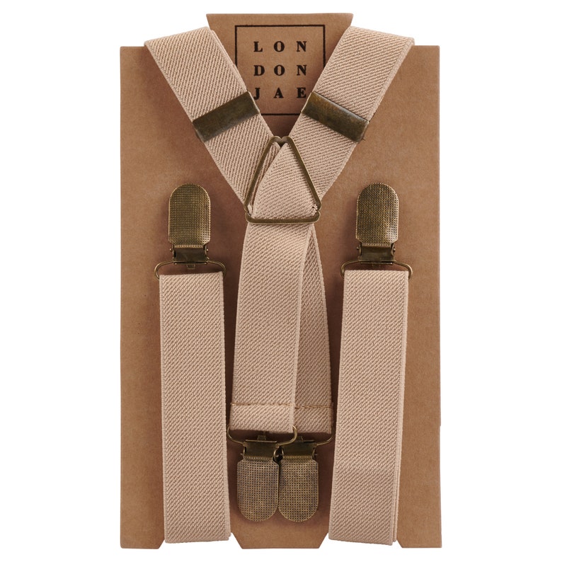 Garnet Bow Tie and Khaki Beige Suspenders Rustic Barn Boho Wedding Groomsmen Ring Bearer