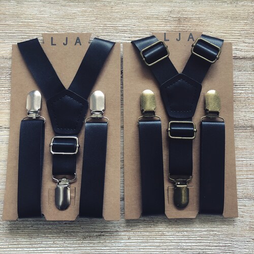 Black Wedding Suspenders Groomsmen Black Leather Like Etsy