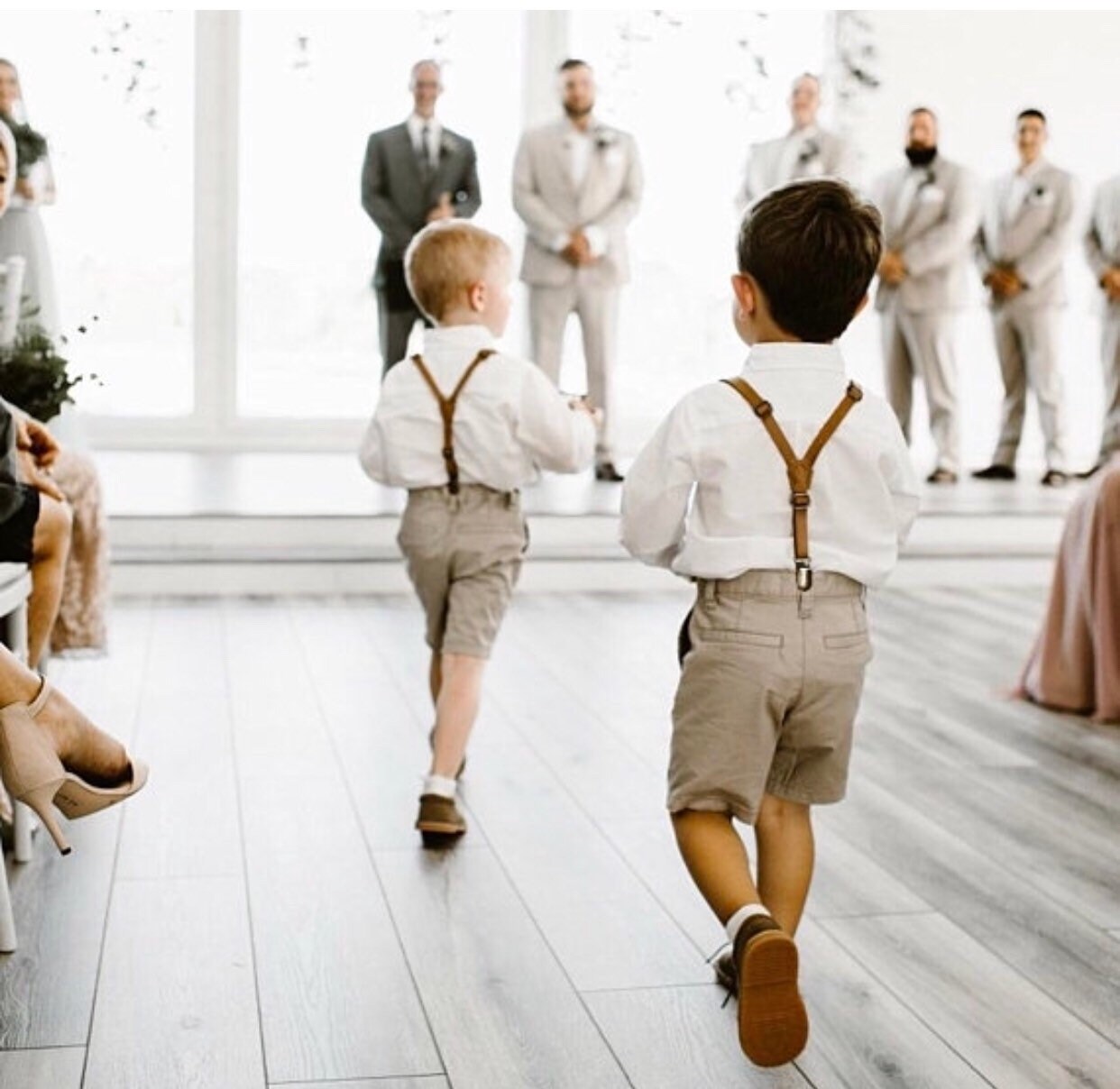 Light Brown Faux Leather Suspenders for Men Wedding suspenders Groom